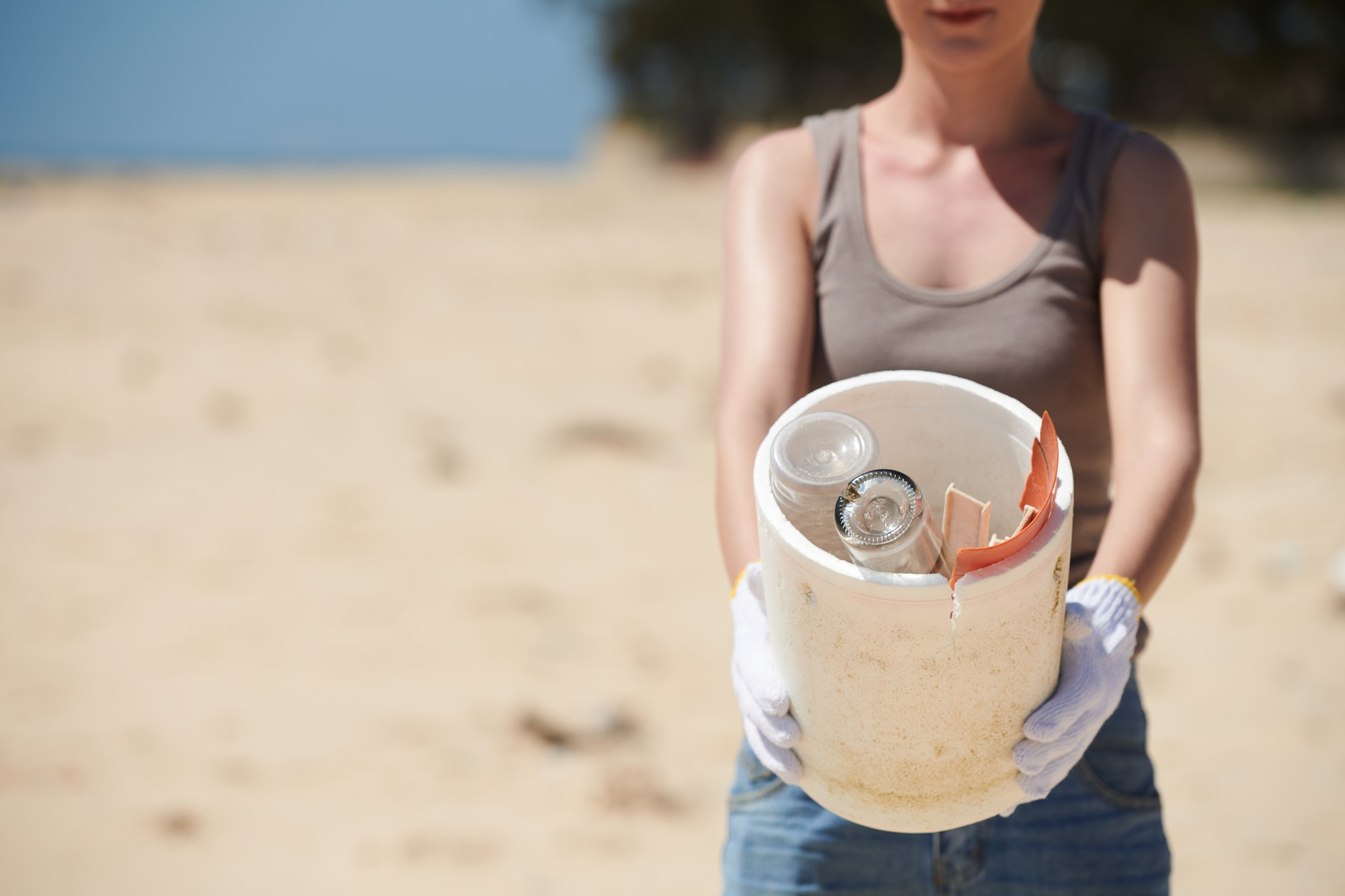 Volunteer Showing Garbacge She Found